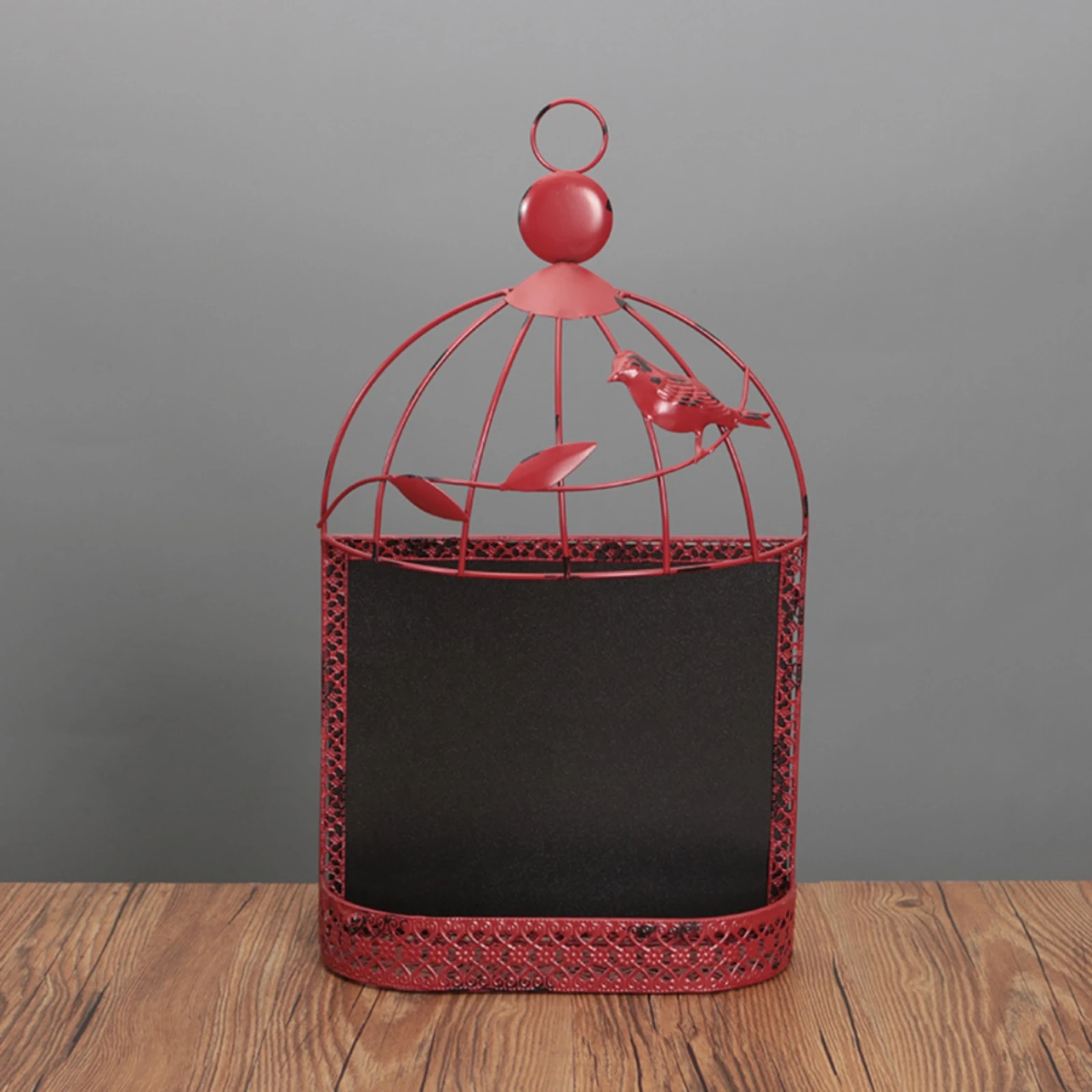 Wall-Mounted Birdcage Chalkboard Hand-Painted Decorative Wall Message Board with Bird Motifs for Shop Display, Window Decor