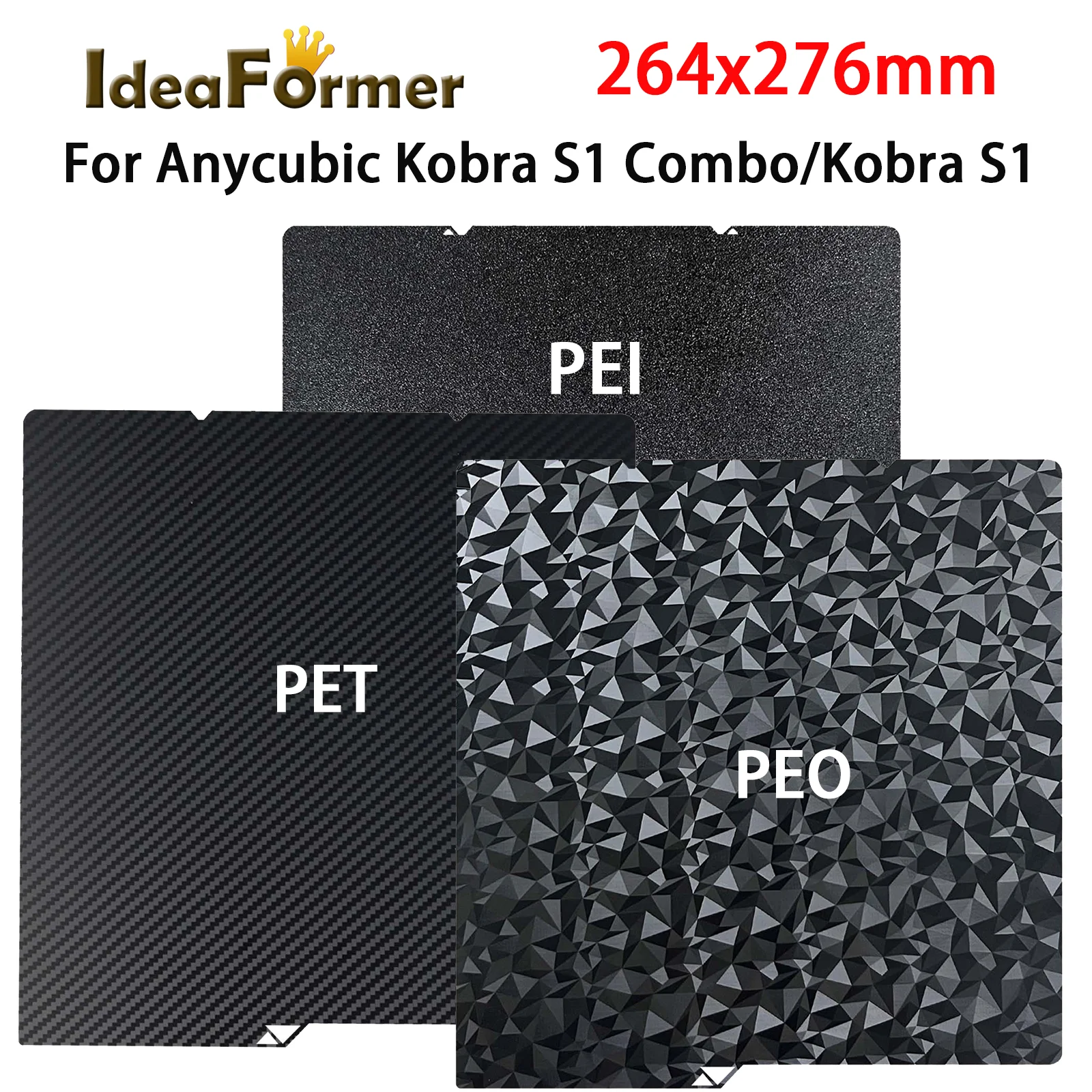 

Горячая кровать PEO для Anycubic Kobra S1 Plate Pei Sheet 264x276 PEI Textured PET Kobra S1 Combo Build Plate Kobra S1C Запчасти для 3d-принтера