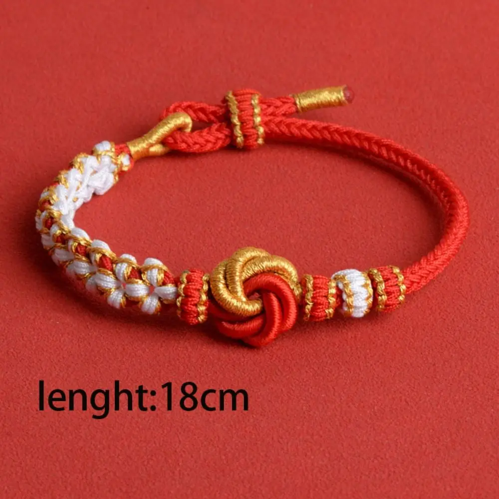 Colorful Lucky Handwoven Peach Blossom Concentric Knot Eight Strand Braid Beaded Cord Couple Bracelet DIY Jewelry Accessories