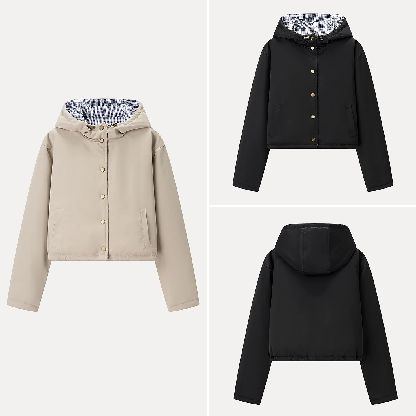 

Faionable повседневная двусторонняя одежда с капюшоном, хлопковая женская куртка, осень 2023, Новое поступление Ele, повседневное пальто для поездок на работу