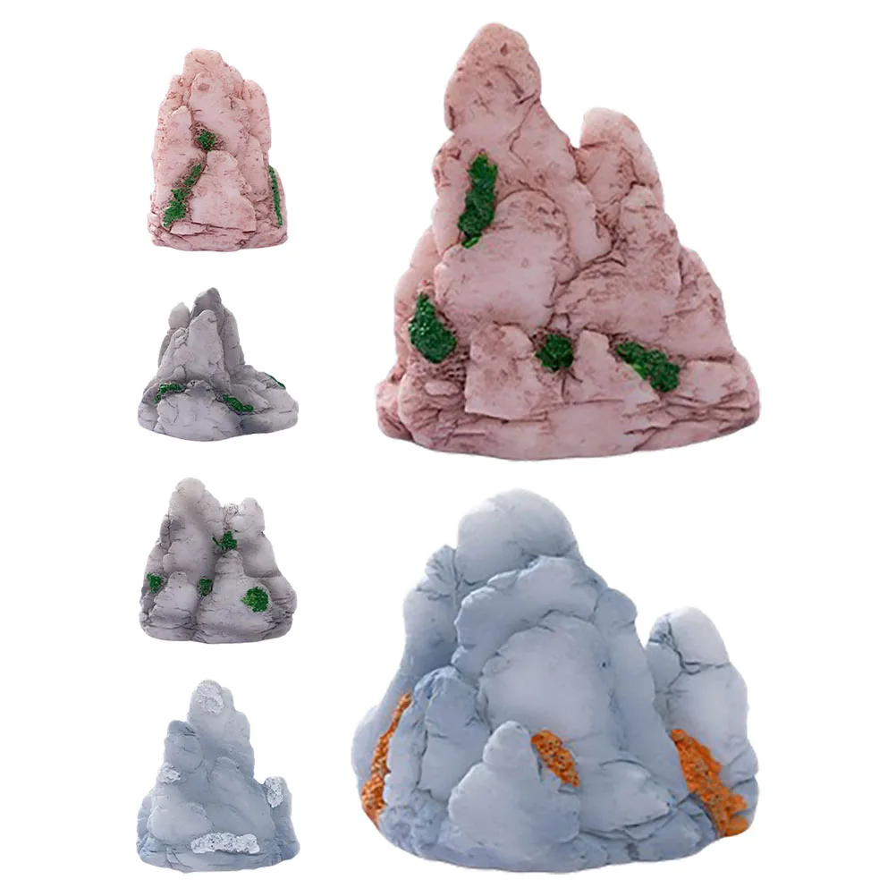 

6 Pcs Miniature Artificial Micro L Mountain Resin Rockery Decorative Bonsai Statue for Garden Aquarium Use