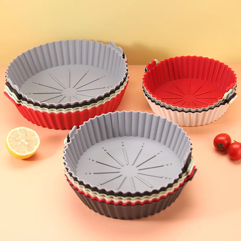 Air Fryer Baking Tray Reusable Silicone Baking Basket Grill Pan Food-Grade Safe Non-Stick Fryers Ovens Microwave Oven
