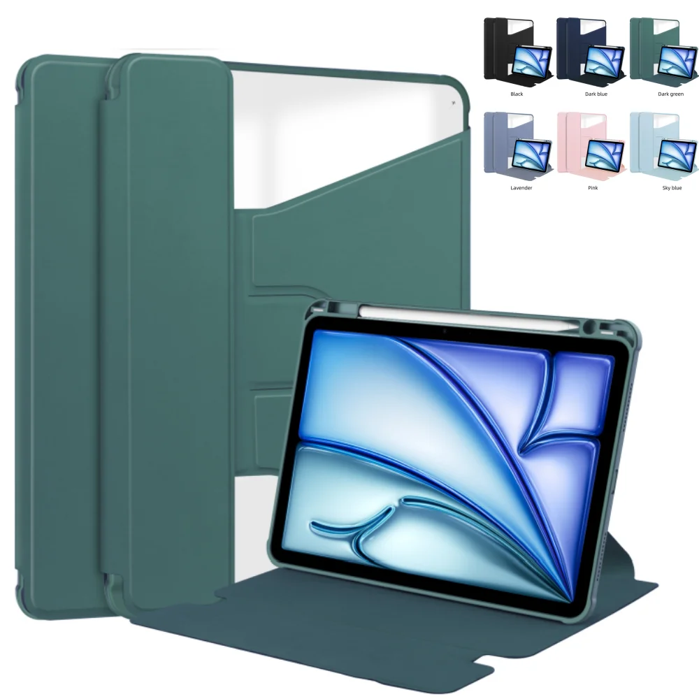Capa de couro rotativa transparente 360 ° com slot para caneta, iPad Pro 11 2018, iPad Pro 11 2018, 10.9