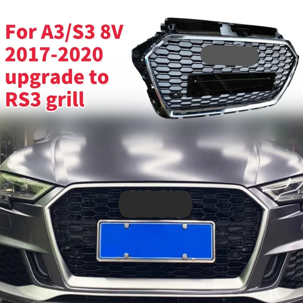 Racing Grills Front Hood Grille Car Front Bumper Grill Center Grille for RS3 Grill for A3/S3 8V 2017-2020