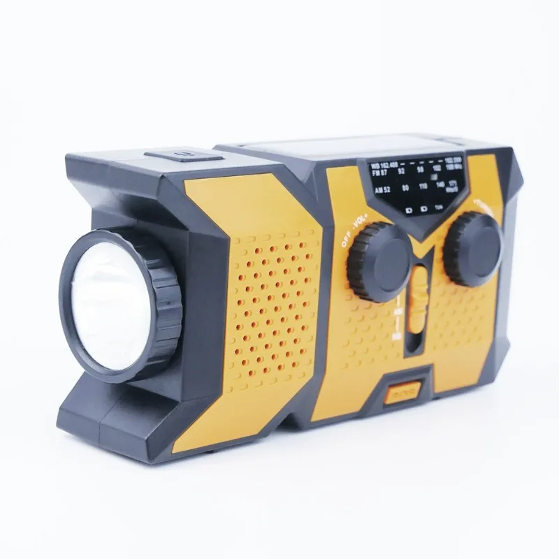 

3-in-1 Multi-Function Outdoor Emergency LED Flashlight Hand Crank Solar Radio with AM/FM Durable Plastic Material