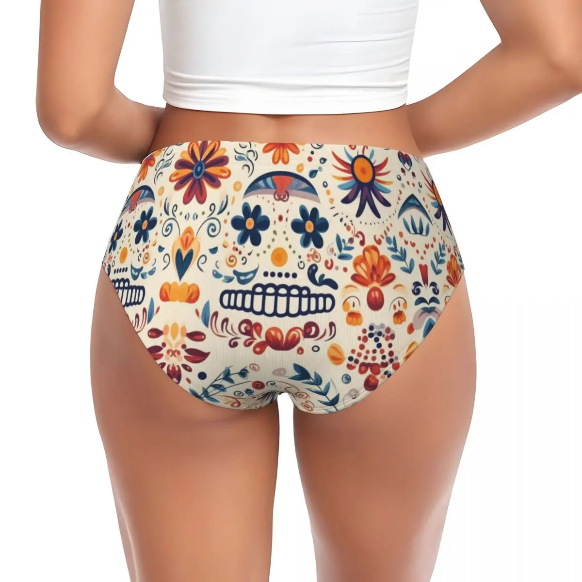 Custom Womens Mexican Decorations Brief Panties Female Breathable Underwear Underpants