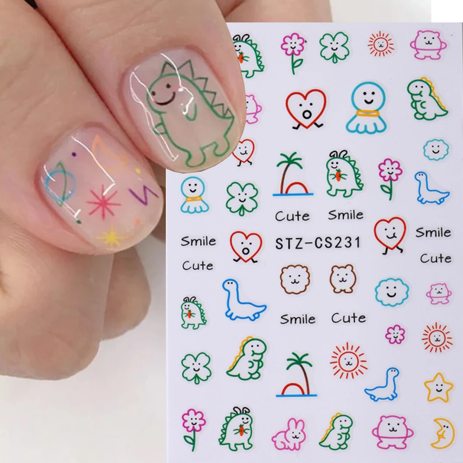 Colorful Cute Dinosaur Back Adhesive Nail Sticker Non-Toxic Odorless Girl Sticker Toy Three-Dimensional Decal image 4