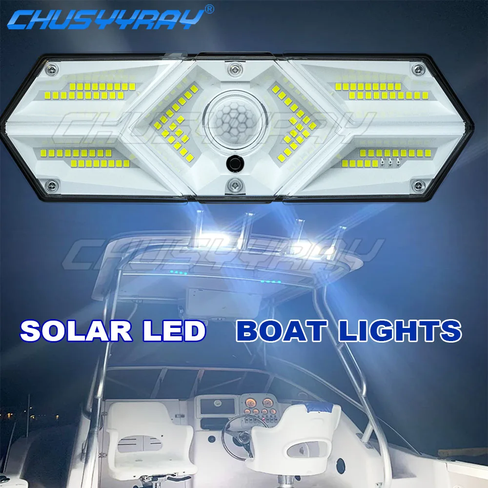 CHUSYYRAY Solar LED Light For Boat Motion Sensor 3 Modes Waterproof Security Flood Lights For Outside Pathway Garden Garage Lamp