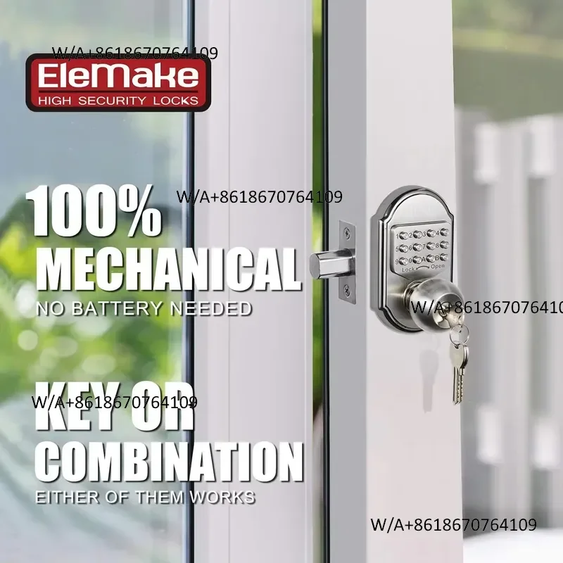 Bravex Mechanical Keyless Deadbolt Lock 304 Stainless Steel Powder Coated Sabbath Shabbos No Battery Required Keypad