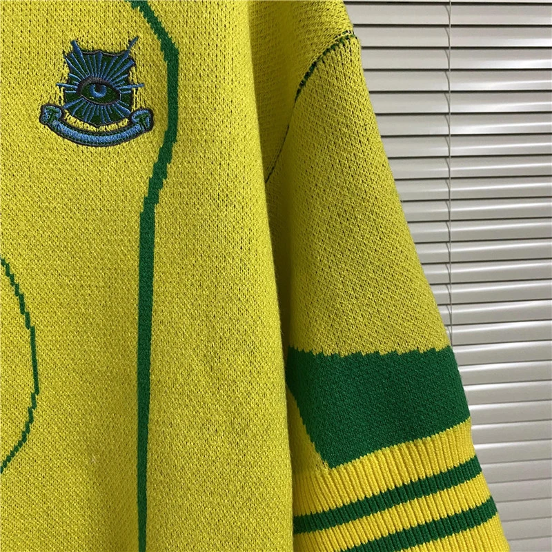 سترة House of Errors عالية الجودة كاجوال فضفاضة عصرية بنمط عين كبيرة من قماش الجاكار المحبوك بأكمام قصيرة