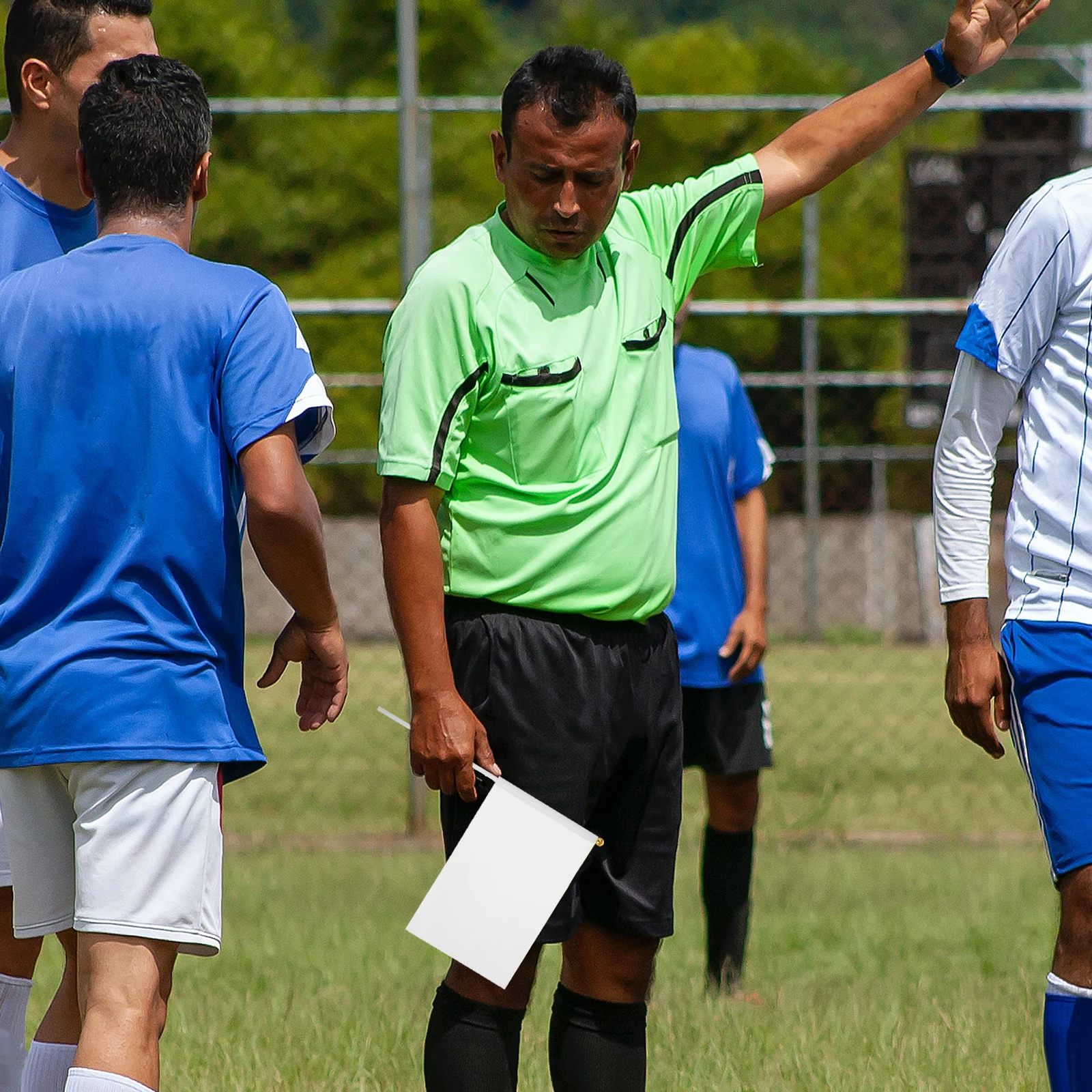 

48pcs Durable Polyester White Hand-cranked Flags for Racing Banner Sporting Event Decoration Commanding Referee Flag