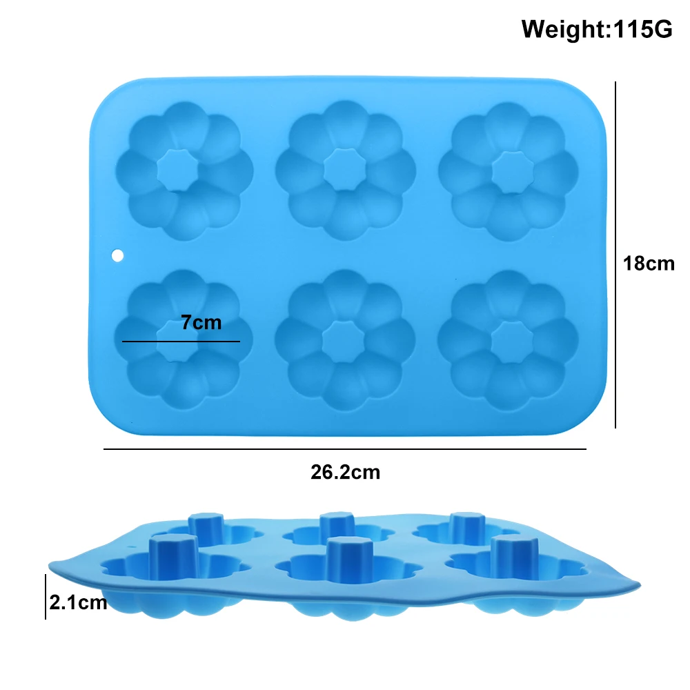 1Pcs 6 Grid 4 Colour Pumpkin Style Silicone Donuts Cake Mold Safe Material For DIY Jelly&Biscuit&Candy&Pastry Easy To Clean