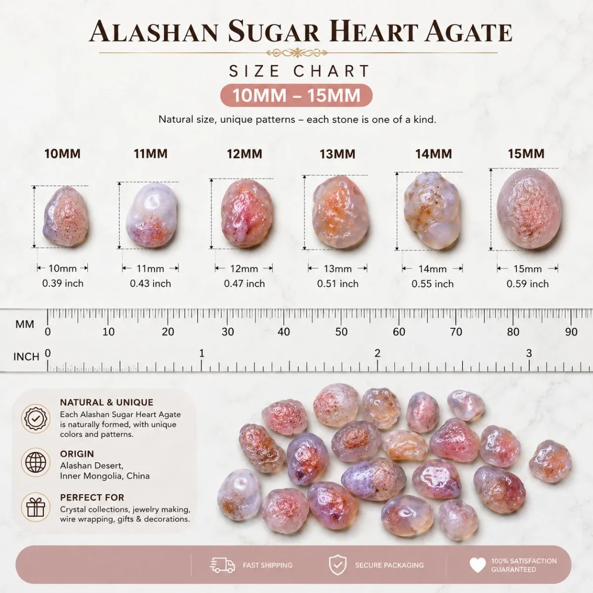 Earth Mined Alashan Agate in Glass Vial, 10-15mm Natural Unpolished, Earthy Tone, Birthday Gift Collection-Candy Agate