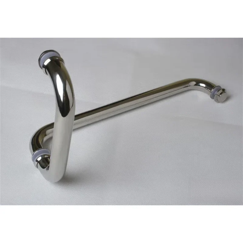 

Thickened 304 stainless steel bathroom glass door handle L-shaped length three holes, shower room bathroom door handle