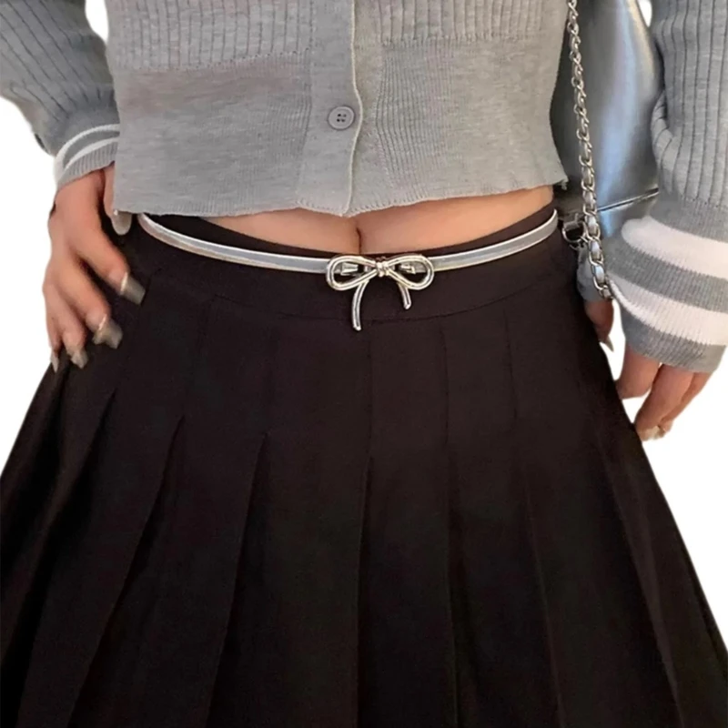 

Fashion Narrow Belt Women Bowknot Slender Belt for Girl Elegant Elastic Waistband Dress Sweater Waistbelt Waist Decors