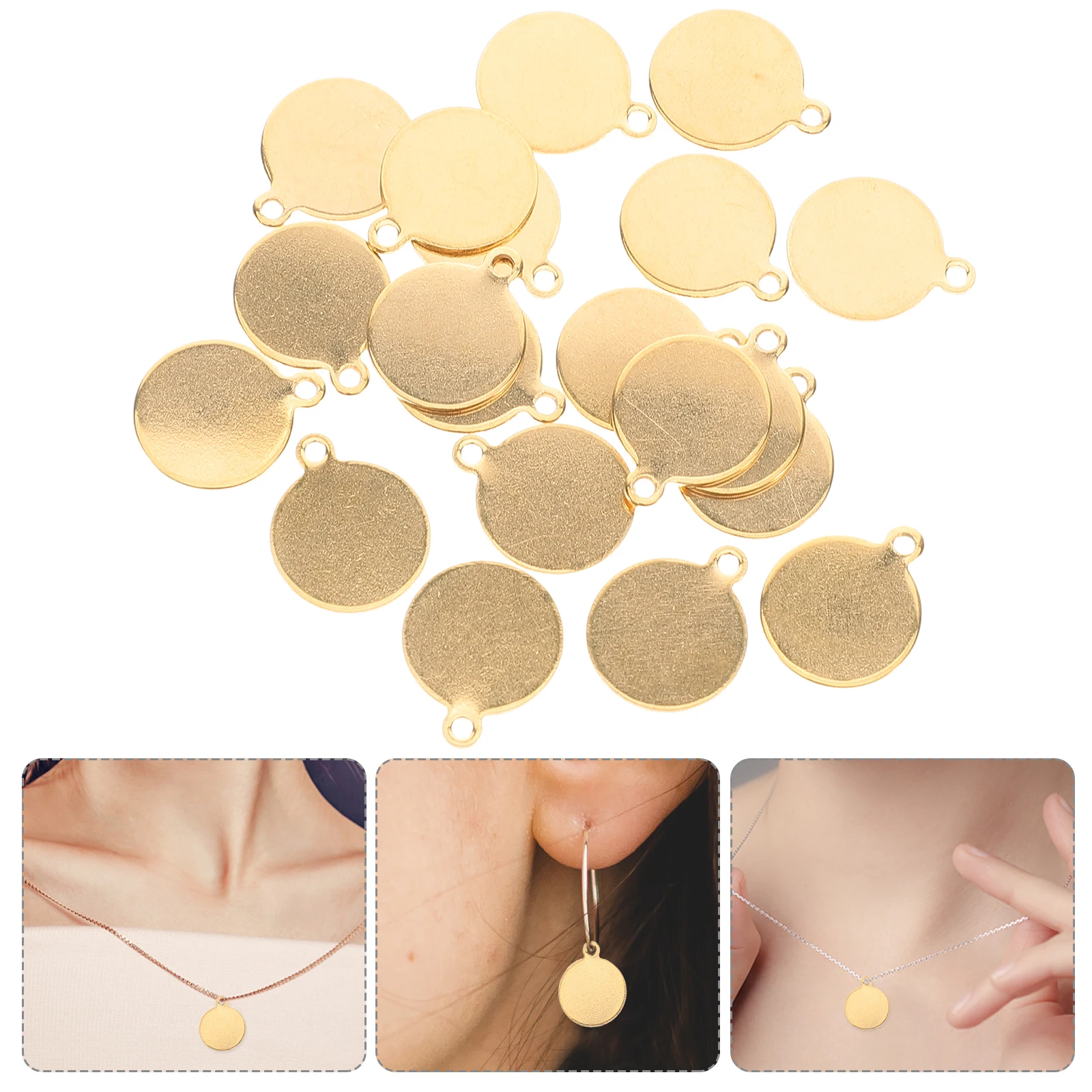 

20 Pcs Round Pendant Bezels for Jewelry Making Golden Stainless Steel Cabochon Hair Clip Blanks