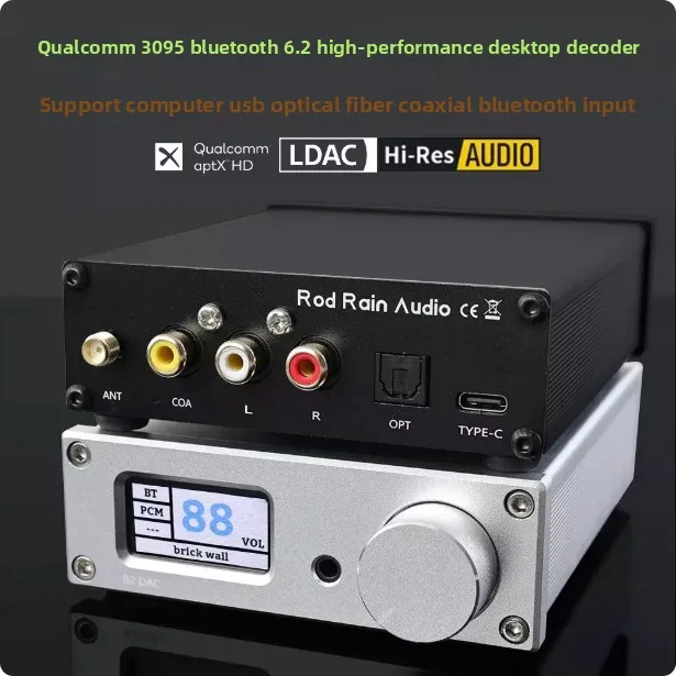 B2 Dual ES9039Q2M Bluetooth 6.2 HiFi Audio DAC Receiver, Lossless USB Sound Card with LDAC & APTX for Desktop Stereo