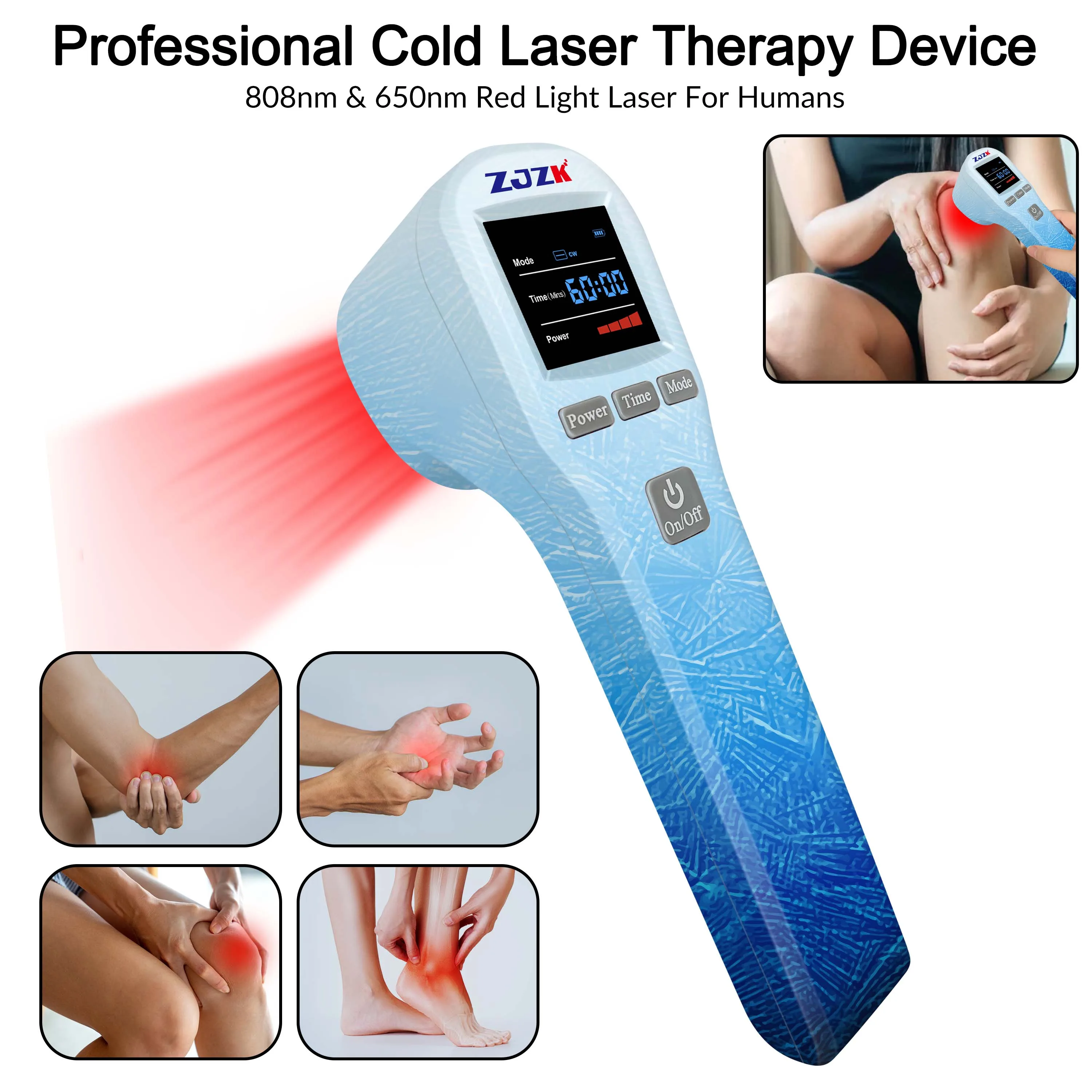 ZJZK 880mW Pain & Laser Therapy Clinic lllt Neuropathy 650nmX16Diodes+808nmX4Diodes Laser For Morton'S Neuroma Wrist Pain