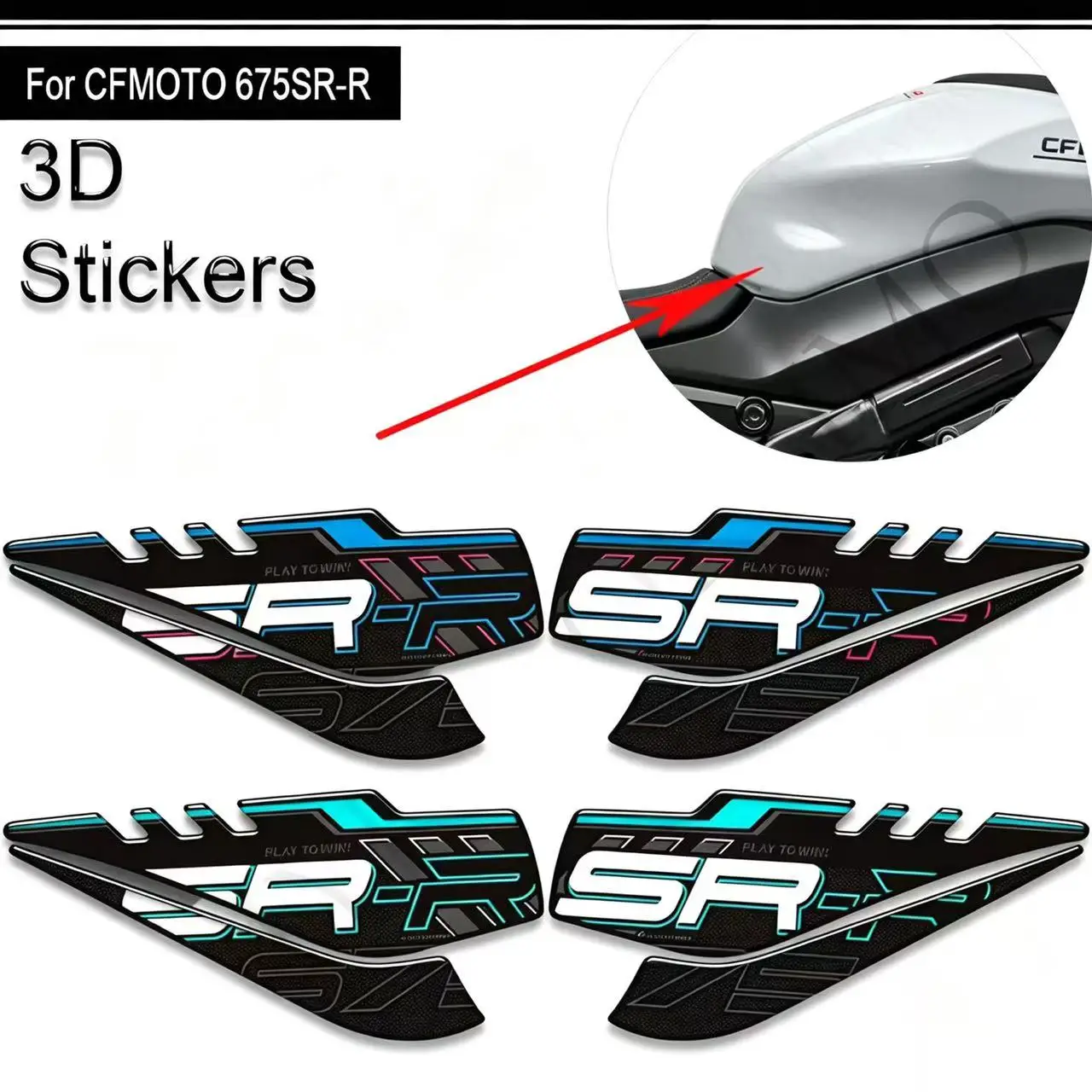 Motorcycle Accessories For CFMOTO 675SR-R 675SRR Tank Pad Side Grips Gas Fuel Oil Knee Decals 2024 2025Tank Pad Protector Sticke