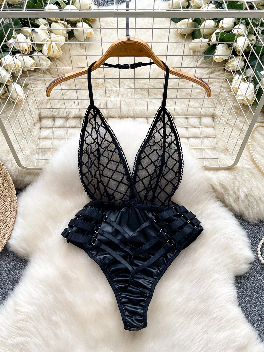 

Sexy See-tough Me Patchwork High-waist ort-sve Onesie for Women Transparent Me Vest Hot Summer Commute Sle