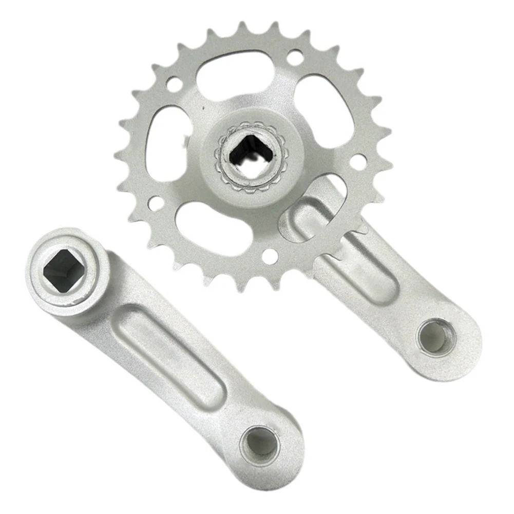 

Aluminum Alloy Bike Crankset 28T 114mm Square Hole Single Speed For Folding Old School Bicycles Silver