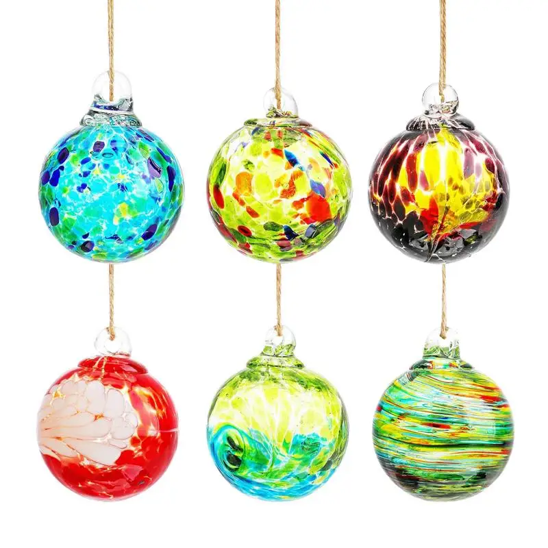 

6pcs Hangable Glass Balls Hand Blown Glass Friendship Balls Glass Hangable Ornaments For Friendship Garden Patio Decor