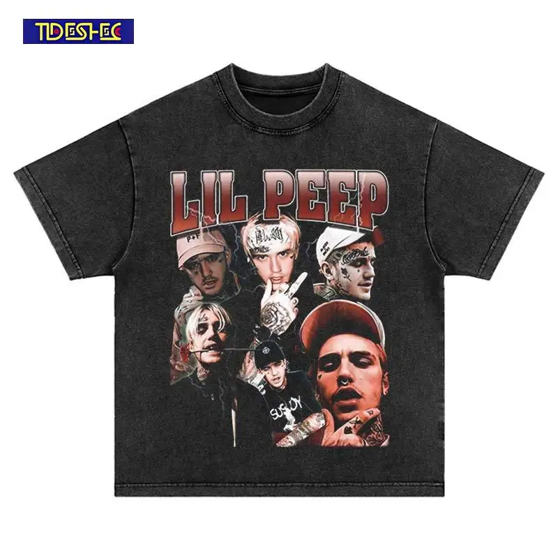 

Летняя стираная футболка в стиле Харадзюку в стиле хип-хоп с портретным принтом для отдыха, модная винтажная уличная одежда, большие хлопковые футболки нейтрального цвета, топы