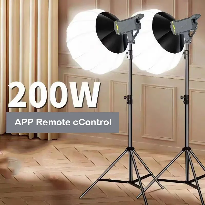 200 واط التصوير ضوء عدة صندوق إضاءة LED COB لايف الفيديو الضوئي الشمس ملء ضوء سطوع عالية CRI 95 + 2700-6500 كيلو 220 فولت عكس الضوء #6