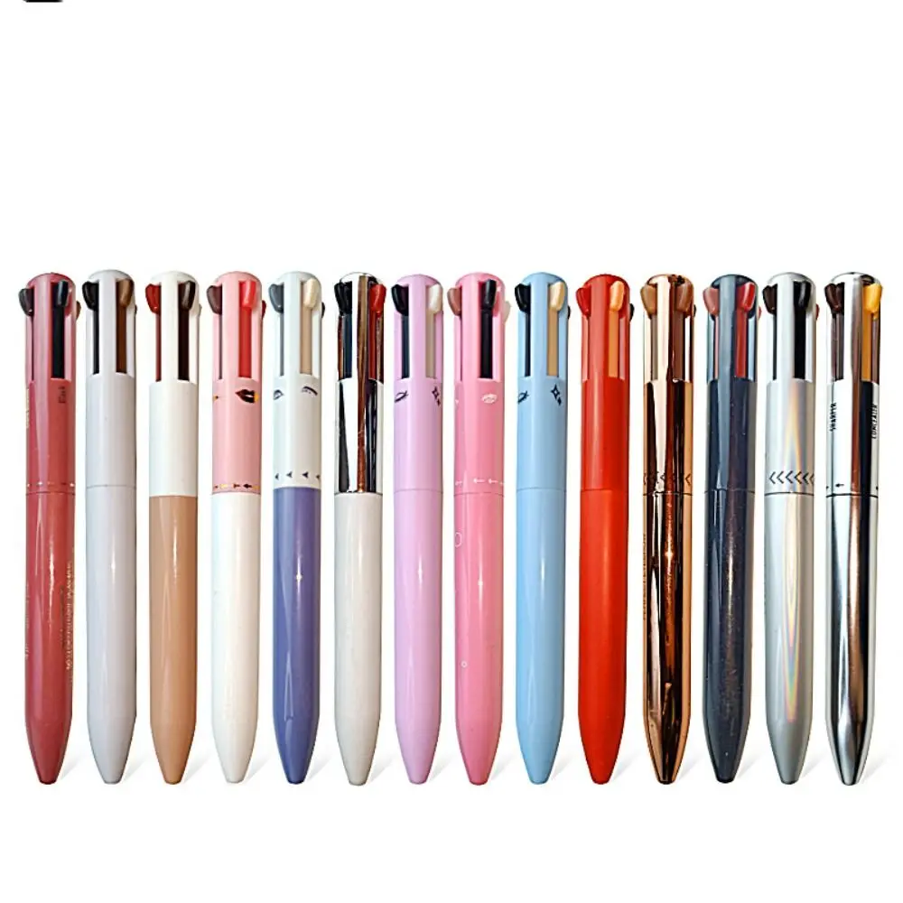 Highlighter Waterproof Long Lasting Lying Silkworm Pen Easy Color Lip Liner Pen Eyebrow Pencil Tattoo Marker 4 in1 Makeup Pen