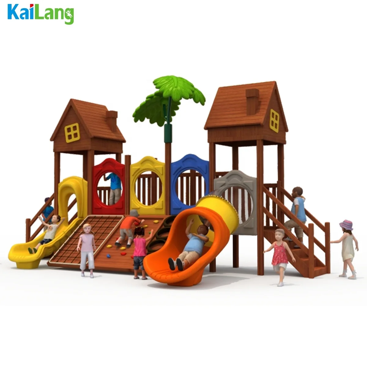 Hot-selling Wooden Playground Equipment Outdoor Play Facilities Game Houses with Slides Outdoor Play Children's Parks