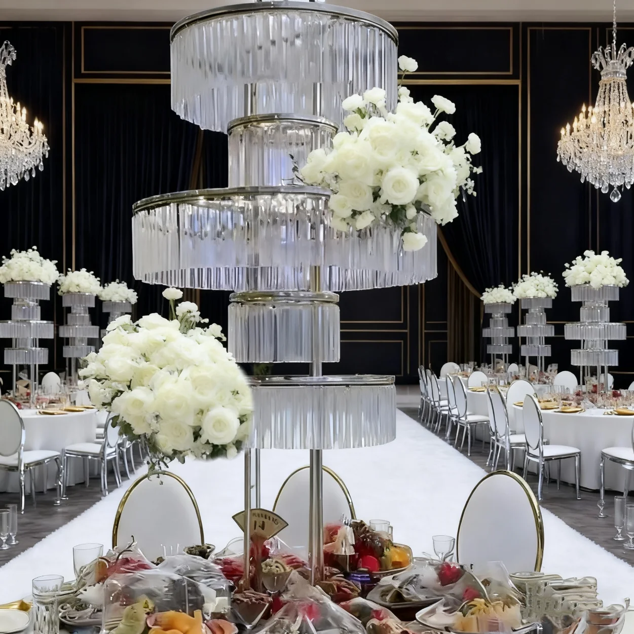 

5pcs)60-130cm DecorationWedding Stage Window Display Artificial Flowers Standing Set Flower vases for Wedding Event Decoration