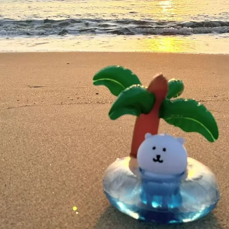 10cm piada urso boneca em miniatura praia verão nadar anel brinquedo acessório engraçado férias adereços cênicos para casa decoração do jardim