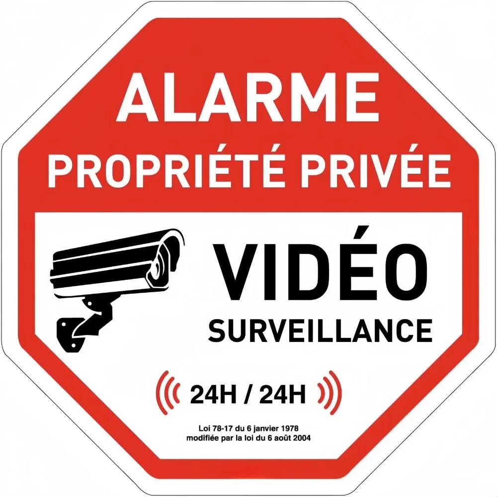 Panneau métallique de route sans panneau visible, équipé d'un marquage d'alarme vidéo, accès prohibité sur la propriété privée, pas d'entrer et de vu