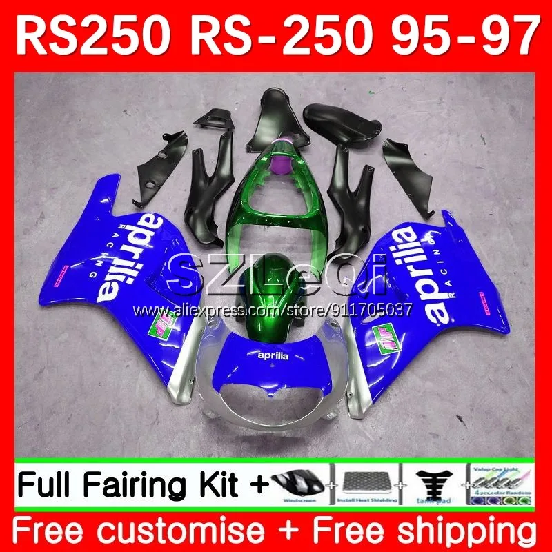 Body For Aprilia RS-250 RSV250 RS250 RS 250 RSV 250 R 17No.21 RS250R 95 96 97 R RR RSV250RR Blue silvery 1995 1996 1997 Fairing