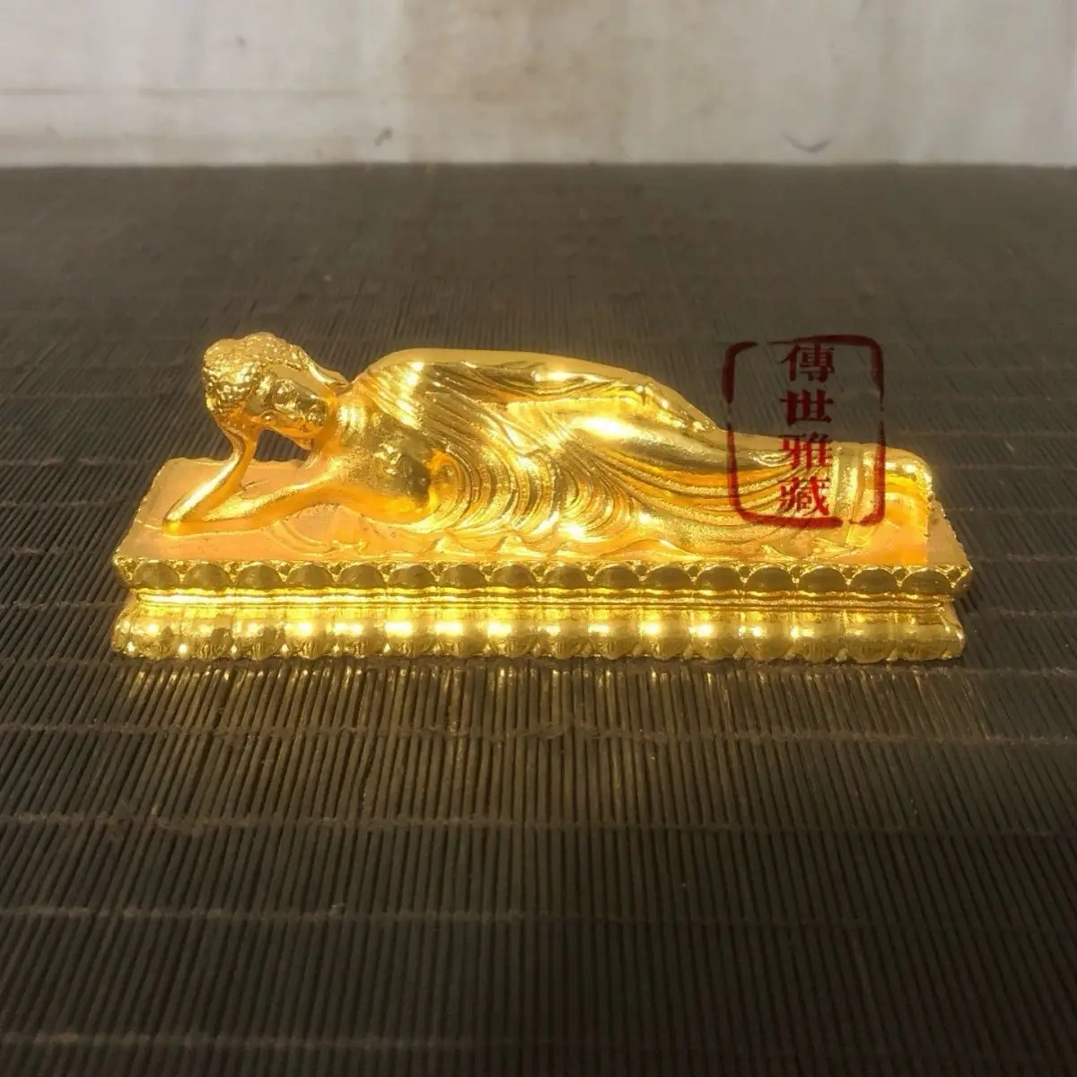 Gilt Reclining buddha, shakyamuni buddha, tathagata buddha Ornament Decoration Tea Pet Figurines Desk Decor Accessories