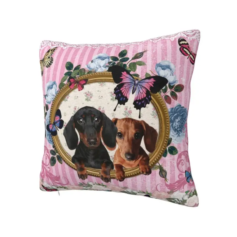 Dachshund Dog And Butterfly Nordic Pillow Cover Decoration Badger Wiener Sausage Chair Cushion