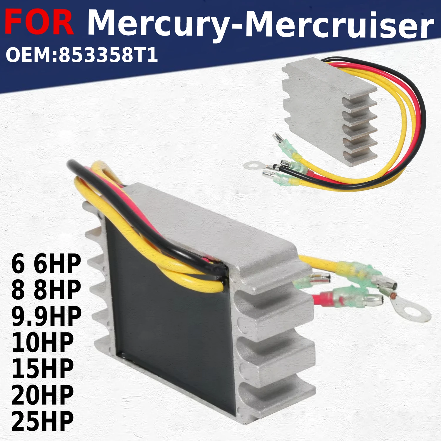 

853358T1 Voltage Regulator Rectifier For Mercury-Mercruiser 15HP 6 6HP 10HP 15 8 8HP 9.9 9.9HP 10 20 20HP 25 25HP Parts