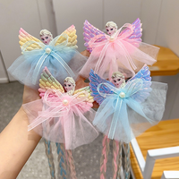 Cartoon Princess Elsa Mesh Wig Hairpin Children Cute Duckbill Clip Fashion Girl Hairpin