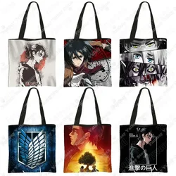 Anime Attack on Titan Tote Bags Shingeki No Kyojin Handbag Levi Eren Shoulder Bag Large Capacity Storage Bag Shopping Bags