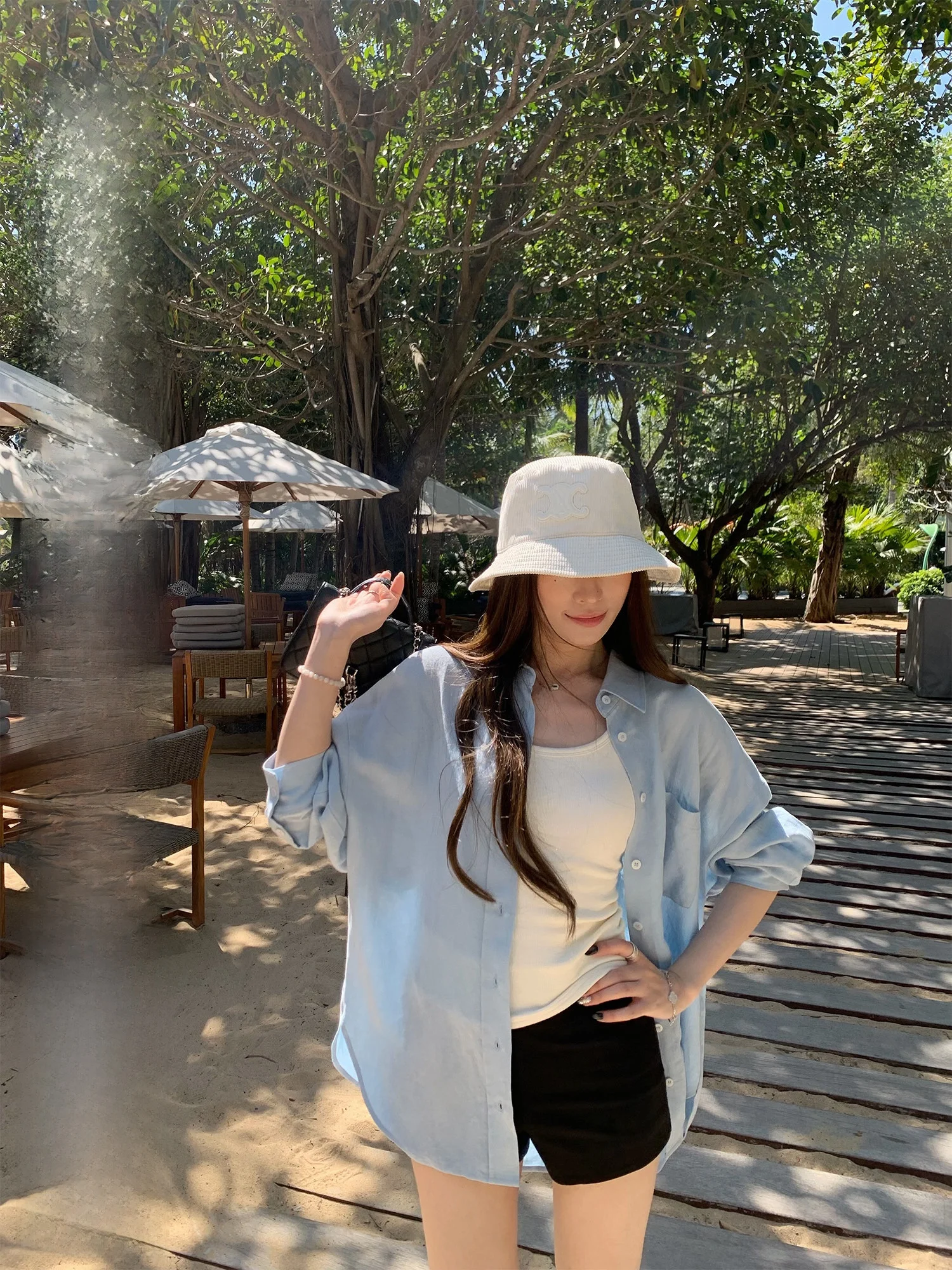 

Hhi Casual Sle Long Sve Sun Protection irt Women's Spring Korean Loose Fit Slimming Linen Silk Blend Top