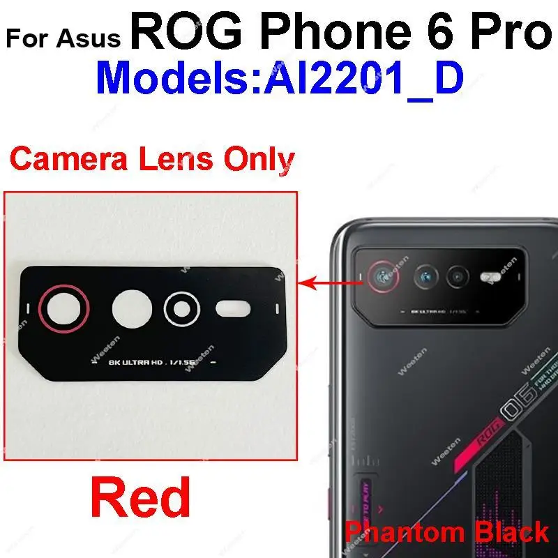 Rear Camera Glass Lens For ASUS Rog Phone ROG 6 6 Pro ZS630KL Back Camera Lens Glass Replacement