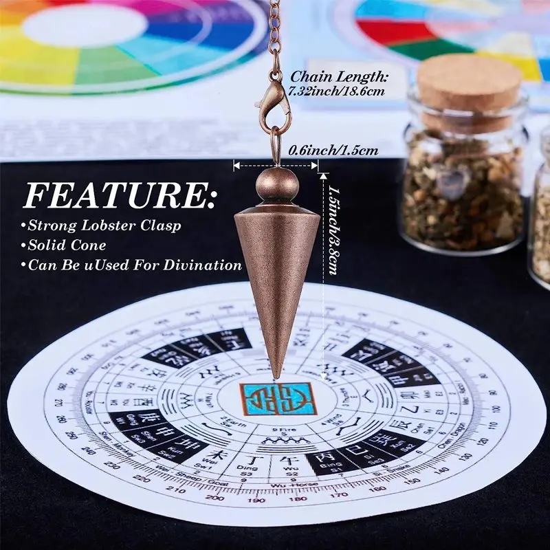 CSJA Esotericism Pendulum for Radiesthesia Divination Metal Pendulums Stand Shuttle Spiritual Dowsing Rod Pendulos Pendule G336