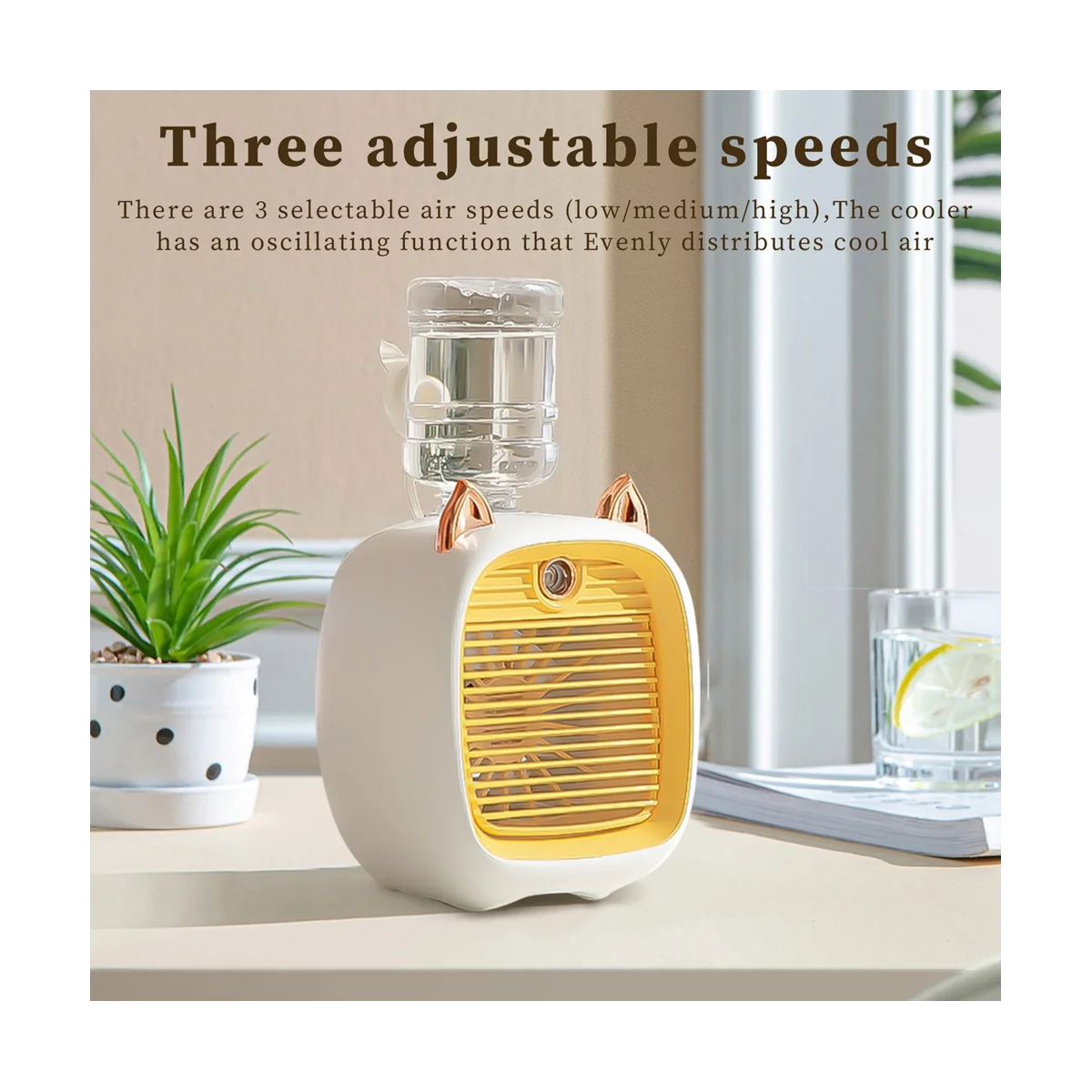 1200MAh Mini Air Conditioner Portable Desktop Fan Humidifier Purifier 3 Speed 2 Mode Spray USB Table Fan Car Home, B