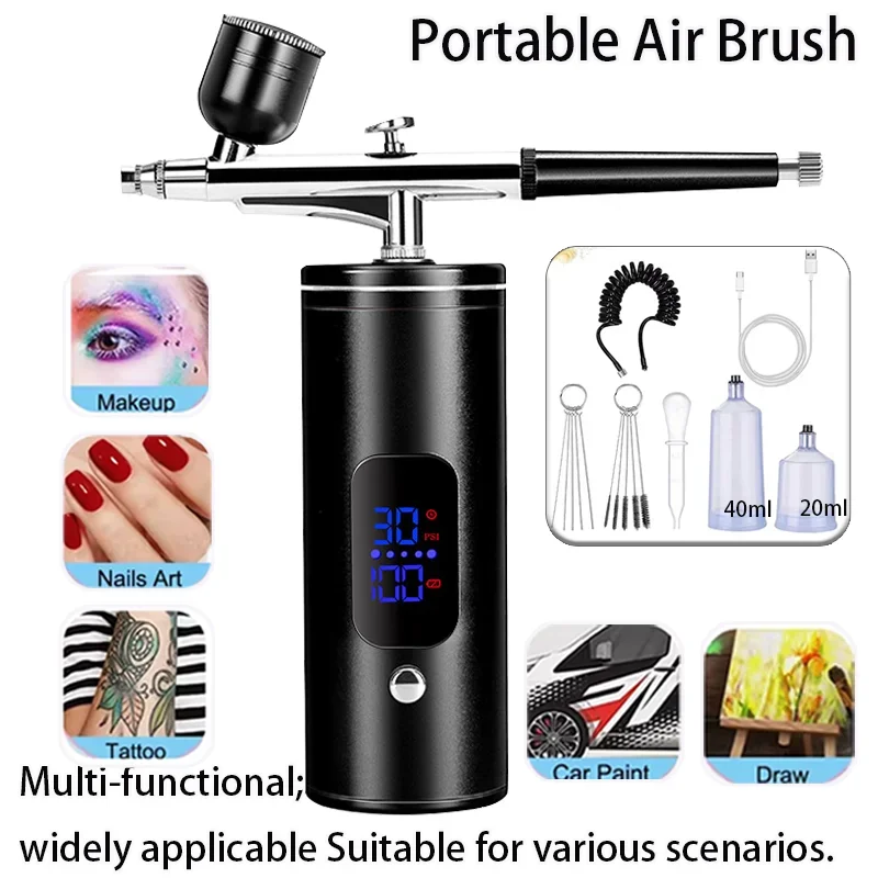 Airbrush with Compressor Handheld Spray Gun for Painting Crafts Mini Spray Gun USB Rechargeable Airbrush Portable Sprayer Gun