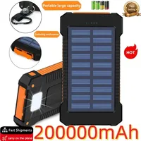 200000mah Solar Power Bank Large Capacity Portable External Battery Fast Charging Silicon Solar Panel Outdoor Essential