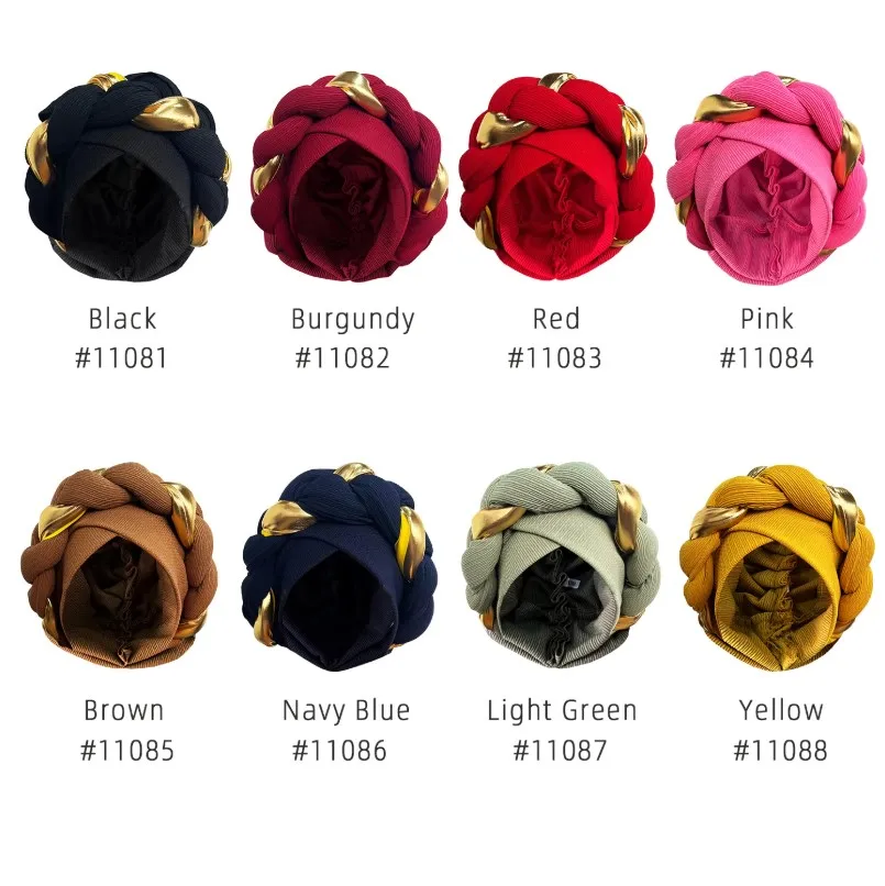 Elegante Turban Kappe Frauen Headwrap Motorhaube Afrikanische Dame Kopf Wraps Muslimischen Turbane Hut Abend Party Autogele Kopfbedeckung – Detail 1