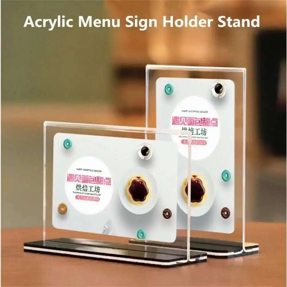 

A5 t Shaped Double Sided Acrylic Photo Menu Paper Ad Poster Display Frame Acrylic Sign Holder Stand