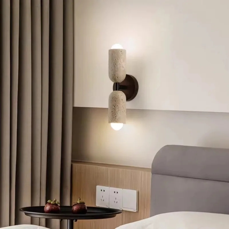 Natural stone wall lamp vintage bedside lamp B & B staircase hallway living room background wall