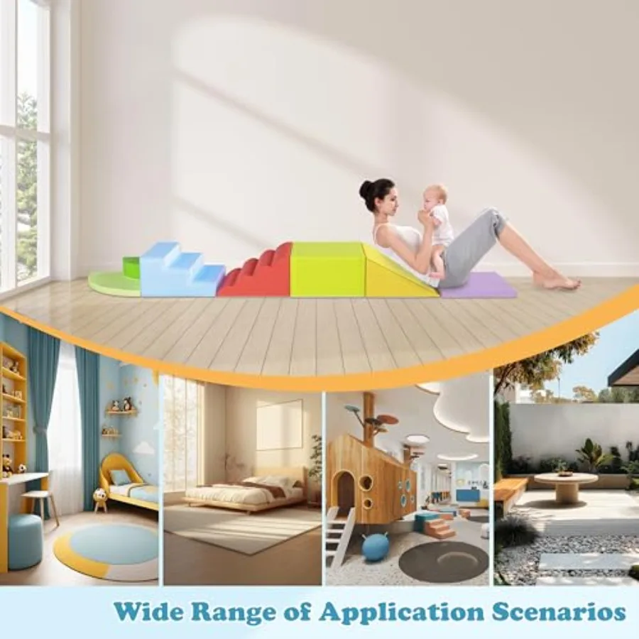 Blocos de Escalada de Espuma de 7 Peças para Bebês e Crianças de 1 a 5 Anos: Conjunto de Brinquedos para Brincar em Ambientes Internos com Couro PU Macio e Seguro para Engatinhar