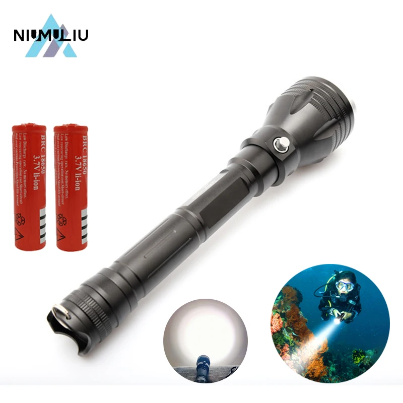 C2 S/L LED Diving Flashlight With 18650 Underwater Scuba Lamp Torch IP68 Diving Equipment 100m Waterproof Swimming Work light